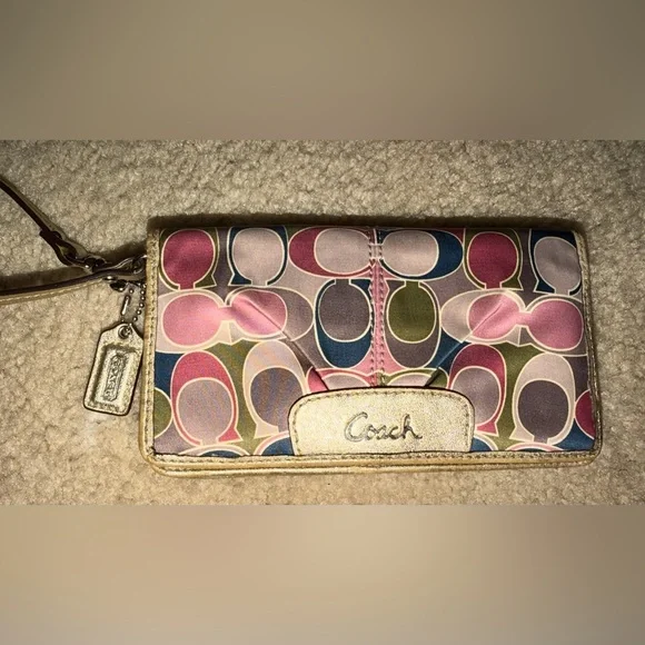 2pc Limited Ed. Coach Multicolor Medium Signature Gallery Scarf Print Satin Tote - Picture 7 of 13